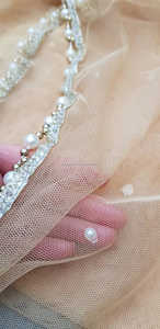 Dupatta de Malla con Detalles de Encaje y Perlas Doradas, Estilo Chunni, para Adultos, Salwar Kameez Indio Pakistaní, Hecho de Seda, Gran Venta 2021 - Product Image 6