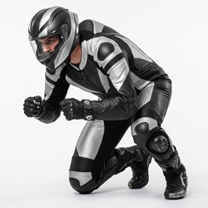 Dumela Black <b>Silver</b> Leather Motorcycle Racing <b>Suit</b> Full Body Protection Breathable All Seasons Adult Men's Sport Gear - Product Image 5