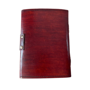 Carnet de sorts en cuir fait main, rouge, gaufré, Grimoire, avec bord festonné, mini, écologique, cadeau, papier classique - Product Image 3