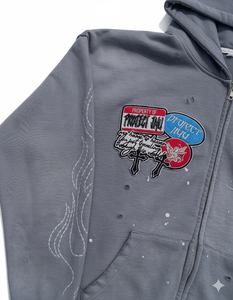 Fabricant de vêtements, patch brodé personnalisé, streetwear délavé à l'acide, sweat à capuche zippé pour homme, 100% coton molletonné 400 g/m² - Product Image 5