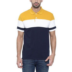 Camisa Polo de Lujo para Hombre con Bloques de Color, Personalizada, de Manga Corta, Tejido de Punto, Informal, Transpirable, Diseño Azul Marino, Blanco y Amarillo - Product Image 2