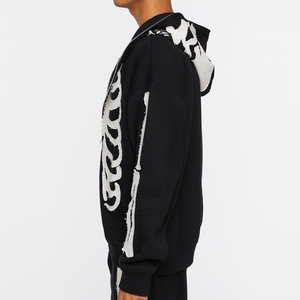 Venta al por mayor OEM: Novedad, sudaderas con capucha de forro polar 100% algodón transpirables para hombre, estilo único, bordadas, diseño con cremallera, personalizables. - Product Image 4