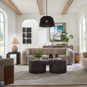 <b>Modern</b> 3 Seater Upholstered Fabric <b>Sofa</b> with Sculptural Channel Tufting, Rounded Arms and Low Profile <b>Design</b> - Product Image 6