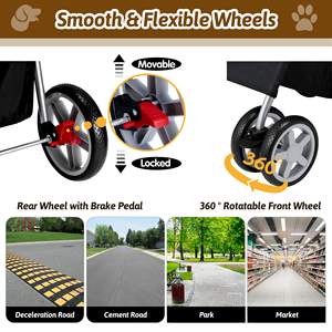 Cochecito para mascotas para todo tipo de clima, con paneles de ventilación, sombra ajustable y bolsa de almacenamiento para caminatas diarias, 2 unidades - Product Image 6