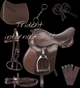 Selle de dressage pour cheval en cuir et bois de qualité supérieure |   Siège équestre Softy en métal nickelé pour l'équitation anglaise |   Logo personnalisé en couleur pour sentier - Product Image 4