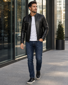Blouson Bomber en Cuir Véritable Personnalisé pour Homme, Imperméable, Coupe-Vent, Col Rond, Unisexe, Vente en Gros OEM, Prix Abordable 2026 - Product Image 1