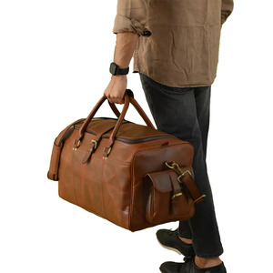 Bolsa de Viaje de Cuero Genuino de Lujo, Gran Capacidad, Impermeable, para Gimnasio, Deportes, Fin de Semana, Ligera, Plegable, para Llevar Equipaje - Product Image 2