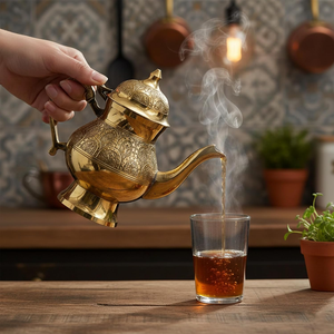 Handcrafted Brass Tea <b>Kettle</b> Engraved Decorative Teapot Traditional Metal Coffee Pot <b>Vintage</b> Inspired Kitchen Tableware - Product Image 4