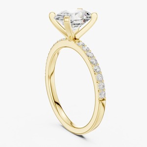 Anillo de Compromiso con Diamante Cultivado en Laboratorio de Corte Ovalado de 2.22 Ct, Banda Pavé de Oro Amarillo de 9K, 4 Puntas, Joyería Fina al por Mayor - Product Image 4