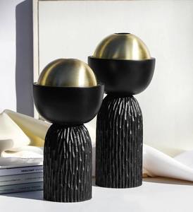Quemador de Incienso Bakhoor de Resina Negra de Lujo Moderno con Tapa de Cúpula Dorada - Product Image 1