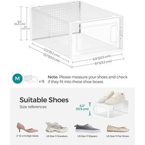 Set di 12 Scatole Impilabili Trasparenti per Scarpe, 13,1 X 9,1 X 5,6 Pollici, Contenitori Trasparenti per Sneaker da Armadio - Product Image 5