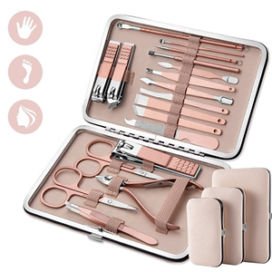 Premium Rose Gold Nail Grooming Kit 18 Piece Stainless Steel Manicure <b>Pedicure</b> <b>Set</b> Custom Logo Wholesale Beauty Tools - Product Image 1
