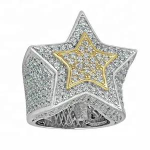 Hip Hop Men Women Fine Jewelry Iced Out Gold Plated 925 Sterling Silver VVS Lab Grown CVD Diamond Star Ring With GRA Certificate