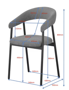 Chaise de salle à manger moderne en métal et fer - Product Image 6