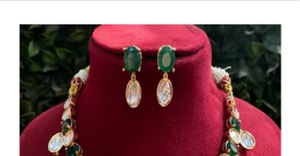 Collar de diamantes de aspecto lujoso, pulido de oro para fiestas, bodas, latón con piedra principal de circón, regalo perfecto para mujer - Product Image 2