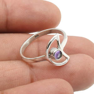 Cute Round Cut Purple Amethyst Gemstone Bezel <b>Set</b> <b>Ring</b> Comes With 925 <b>Sterling</b> <b>Silver</b> Stamp Wholesale Bohemian Jewelry For Her - Product Image 2