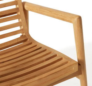Silla de Jardín Moderna de Madera de Teca Sólida con Asiento y Respaldo de Listones, Diseño Minimalista de Sillón para Patio, Terraza, Resort, Hotel - Product Image 4