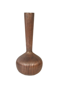 Antique <b>Copper</b> Metal <b>Vase</b> Hammered Texture Wide Body Decorative Jar Interior Styling Modern Classic Fusion Home - Product Image 5