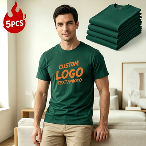 T-shirt à manches courtes vert pour homme avec logo personnalisé, 100% coton, coupe classique, col rond, jersey respirant, design décontracté, impression par transfert thermique - Product Image 6
