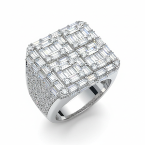 Bague de fiançailles et de mariage pour homme, style Hip Hop, luxe, entièrement sertie de moissanite, forme carrée personnalisée, plaqué rhodium, argent sterling 925 - Product Image 1