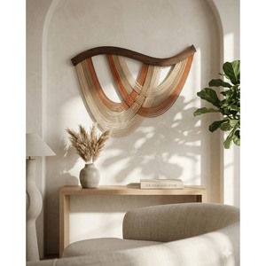 Tapiz de Macramé Geométrico Abstracto, Estilo Bohemio, Forma Irregular, Decoración para el Hogar, para Sala de Estar - Product Image 4