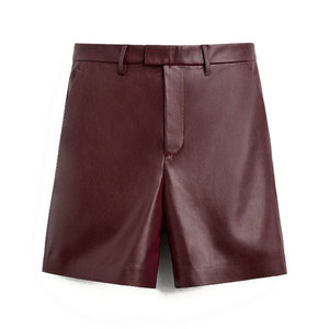 Pantalones Cortos de Cuero Casuales para Hombre, Cintura Media, con Bolsillos Laterales Funcionales, Corte Regular Cómodo, Ecológicos y de Secado Rápido - Product Image 1