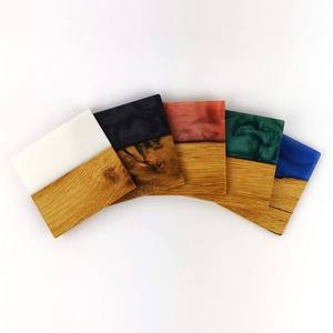 Modern Eco-Friendly Wooden Coasters with Blue <b>Resin</b> <b>Top</b> Rectangle Non-Slip Mats & Pads for <b>Table</b> Protection XL Size Home Decor - Product Image 1