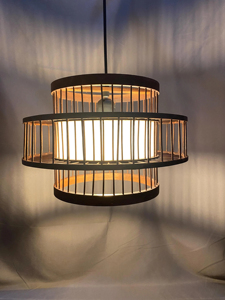 Lampe suspendue en bambou tissé à la main, style Japandi, lustre bohème, éclairage en rotin naturel, fournisseur éco-responsable - Product Image 2