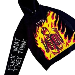 Hoodie lourd sans cordon de serrage, patchwork brodé, design personnalisé, pour hommes, impression sérigraphique, vente en gros - Product Image 4