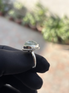 Natural Prehnite Gemstone <b>Ring</b> 925 Sterling Silver Handmade Vintage Style Pear Cabochon Healing <b>Crystal</b> Jewelry Gift for Women - Product Image 2