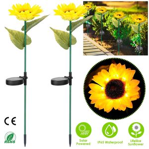 2 Pezzi Lampada Solare LED a Forma di Girasole IP65 Impermeabile, 10 LED Decorativi per Illuminazione di Sentieri, Giardini, Cortili e Paesaggi - Product Image 6