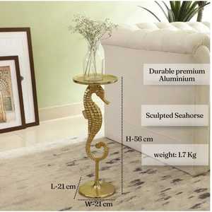 Exclusive Design Antique Seahorse Pedestal <b>Console</b> <b>Table</b> 56 Cm Height Coastal Living Room Furniture Handmade Stable Base - Product Image 5