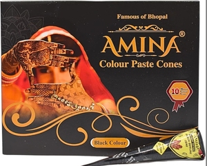 AMINA – Cône de henné noir instantané pour tatouage temporaire, pâte de henné, motifs nuptiaux, pour adultes, vente en gros mondiale, certifié MSDS - Product Image 4