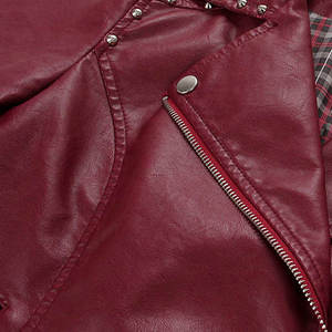 Personalized OEM Winter Women's Quilted Varsity <b>Jacket</b> 100% <b>Sheep</b> Leather Waterproof Windproof Breathable Stand Collar Knitted - Product Image 6