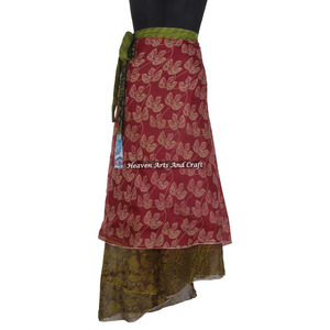 Falda Étnica Reversible de Dos Capas Estilo Sari Indio Vintage de Seda 2026 para Mujer, Falda India Gypsy o Mágica de Seda para Cubrirse - Product Image 5
