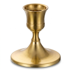 Modernist Matte Gold Pillar Candle Dish Pedestal Curved Catch All Candle <b>Tray</b> Holder Set for Boutique Hotel Staging - Product Image 6