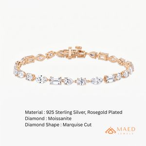 กำไลข้อมือเทนนิสทรงหลากหลายประดับมอสซาไนต์สีโรสโกลด์สำหรับผู้หญิง สร้อยข้อมือแฟชั่นดีไซน์สวยงาม เหมาะเป็นของขวัญวันครบรอบแต่งงาน หรือใช้ในชีวิตประจำวัน - Product Image 6