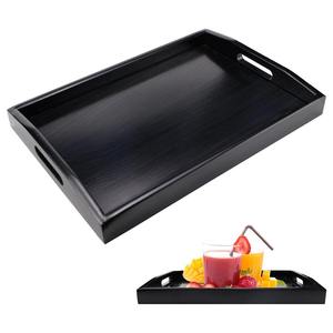 Plateau de service rectangulaire en bois de qualité supérieure, finition lisse, design rustique, motif floral, pour le thé, les collations, le petit-déjeuner, la maison, pour le Ramadan - Product Image 2