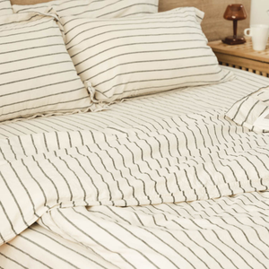 Luxury Designer French Linen Bedding Set Plain 5 Pcs 1 Duvet Cover 1 <b>Flat</b> 1 Fitted Sheet 2 <b>Pillow</b> Cases Hotel Use 100TC - Product Image 2