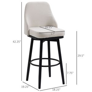Juego Moderno de 2 Taburetes de Bar Giratorios 360 Grados, Sillas de Cocina con Patas de Acero y Reposapiés, Altura del Asiento 29.5 Pulgadas - Product Image 3