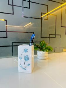 ที่ใส่ปากกาลายดอกไม้สีฟ้าคราม ทำจากหินอ่อน สำหรับจัดระเบียบโต๊ะทำงาน ใช้ในสำนักงาน งานแฮนด์เมด มีจำหน่ายราคาส่ง - Product Image 2