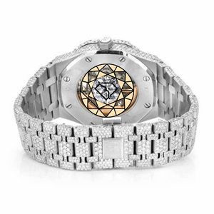 Reloj Deportivo de Lujo para Hombre, con Esqueleto de Diamantes Moissanite, Cuarzo, Acero Inoxidable, Esfera de Cristal de 46 mm, Ecológico - Product Image 3