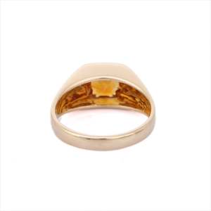14K Solid Gold <b>Citrine</b> Signet <b>Ring</b> for Women-Natural Stone Hiphop Style Resizable - Product Image 4