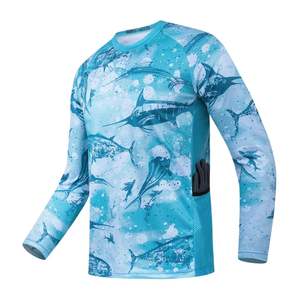 Camiseta de Pesca con Protección Solar Anti UV Sublimada de Diseño Personalizado OEM, Camiseta de Pesca UPF de Spandex/Poliéster que Absorbe la Humedad - Product Image 1