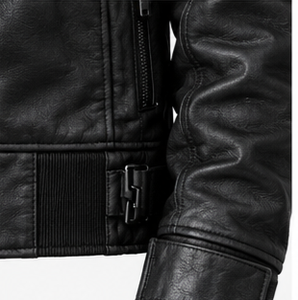 Veste en cuir à capuche pour homme avec fermeture éclair - Product Image 5