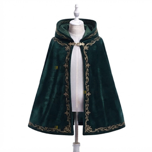 Cape de prince de carnaval en velours couleur personnalisée avec bordure brodée blanche et boutons dorés, costume pour adulte - Product Image 2