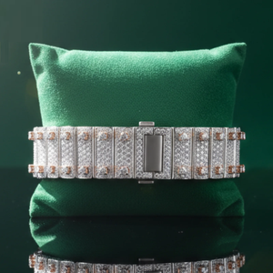 Reloj de Oro Rosa de Dos Tonos con Incrustaciones de Diamantes, Cuadrado, con Números Romanos, Mecánico Automático, Estilo Hip Hop, de Lujo, para Hombre, Joyería Premium - Product Image 6