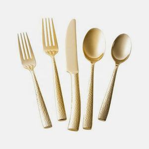 อเมริกันเคลือบทองสแตนเลส Flatware ชุดโบราณการออกแบบ End ของการจัดการชุดช้อนทองสำหรับร้านอาหาร - Product Image 3