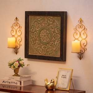 Support mural doré pour bougie, 37,6 cm, en laiton, décoration d'intérieur durable - Product Image 2