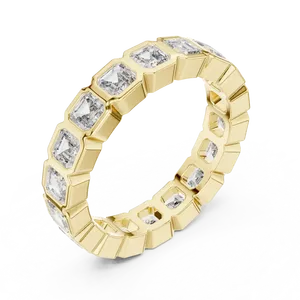 10K 14K 18K Solid Gold Square <b>Emerald</b> Cut Lab Grown Diamond Eternity <b>Band</b> <b>Ring</b> 3.60 CTW E Color Bezel Set Luxury Unisex - Product Image 2